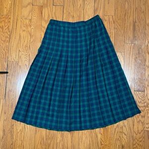 Plaid A-Line Skirt - Green and Blue